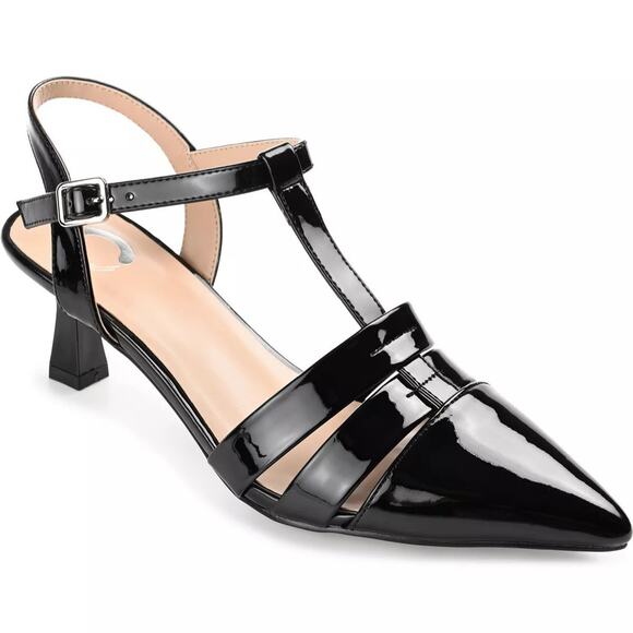 Journee Collection Women Jazlynn Pointed Toe Slingback Heels Size US 5.5M Black - Picture 1 of 4